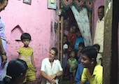 Stephanie Baric visiting with girls in a girls education project in India.